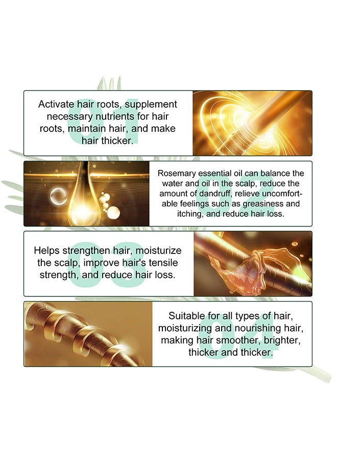 Rosemary Scalp and Hair Strengthening Oil,Anti-Hair Loss Repairing Nourishing Moisturizing Volume Fresh Smooth Hair Serum to Prevent Hair Loss and Promote Hair Regrowth for Creating Healthy Hair(60ML)