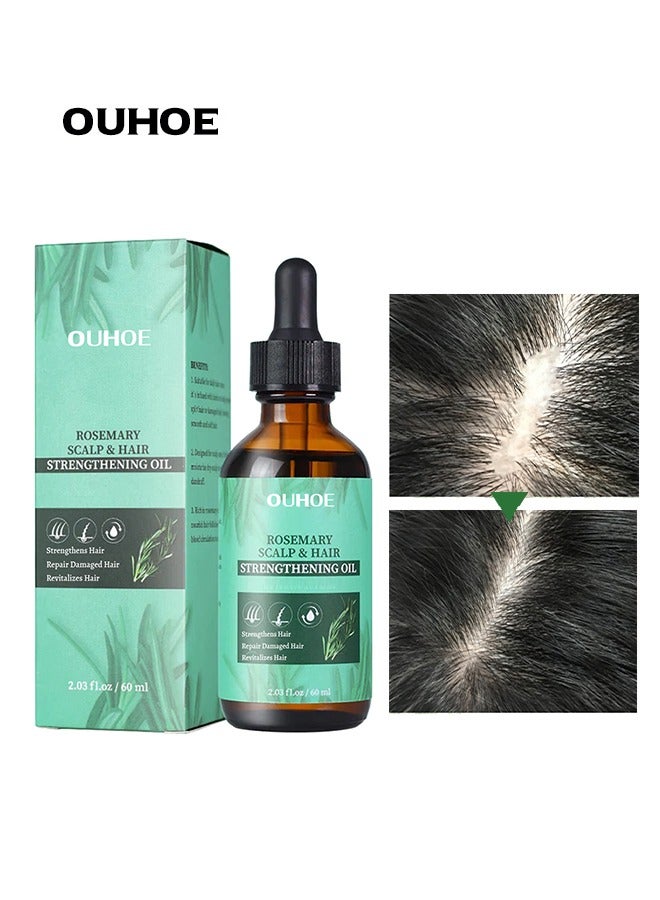 Rosemary Scalp and Hair Strengthening Oil,Anti-Hair Loss Repairing Nourishing Moisturizing Volume Fresh Smooth Hair Serum to Prevent Hair Loss and Promote Hair Regrowth for Creating Healthy Hair(60ML)