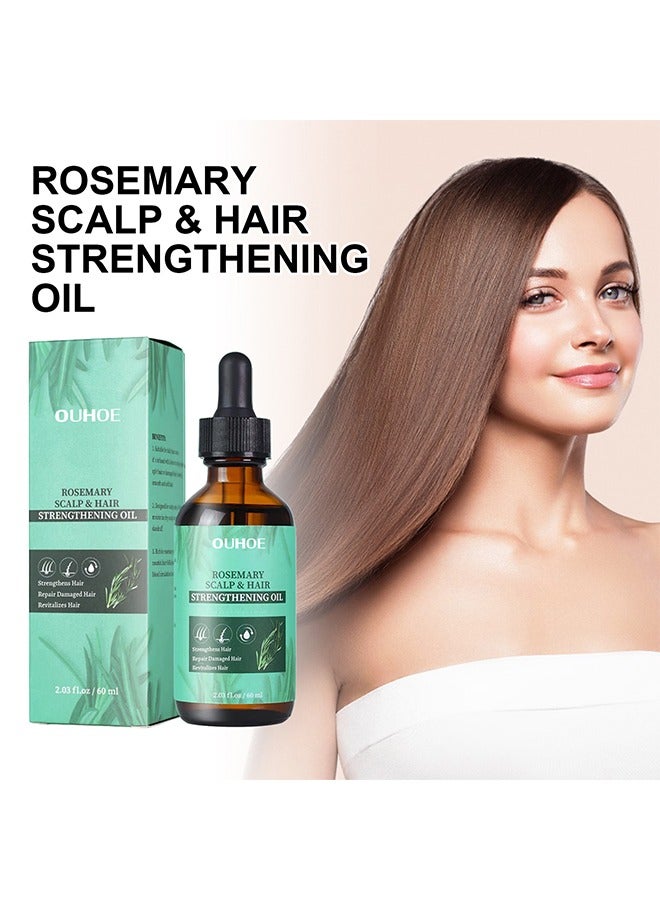 Rosemary Scalp and Hair Strengthening Oil,Anti-Hair Loss Repairing Nourishing Moisturizing Volume Fresh Smooth Hair Serum to Prevent Hair Loss and Promote Hair Regrowth for Creating Healthy Hair(60ML)
