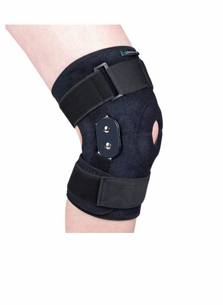 Knee Brace for Women Men Hinged Knee Brace with Side Stabilizers Adjustable Open Patella Knee Brace for Arthritis Pain and Support,Meniscus Tear ACL MCL Injury Recovery Pain Relief