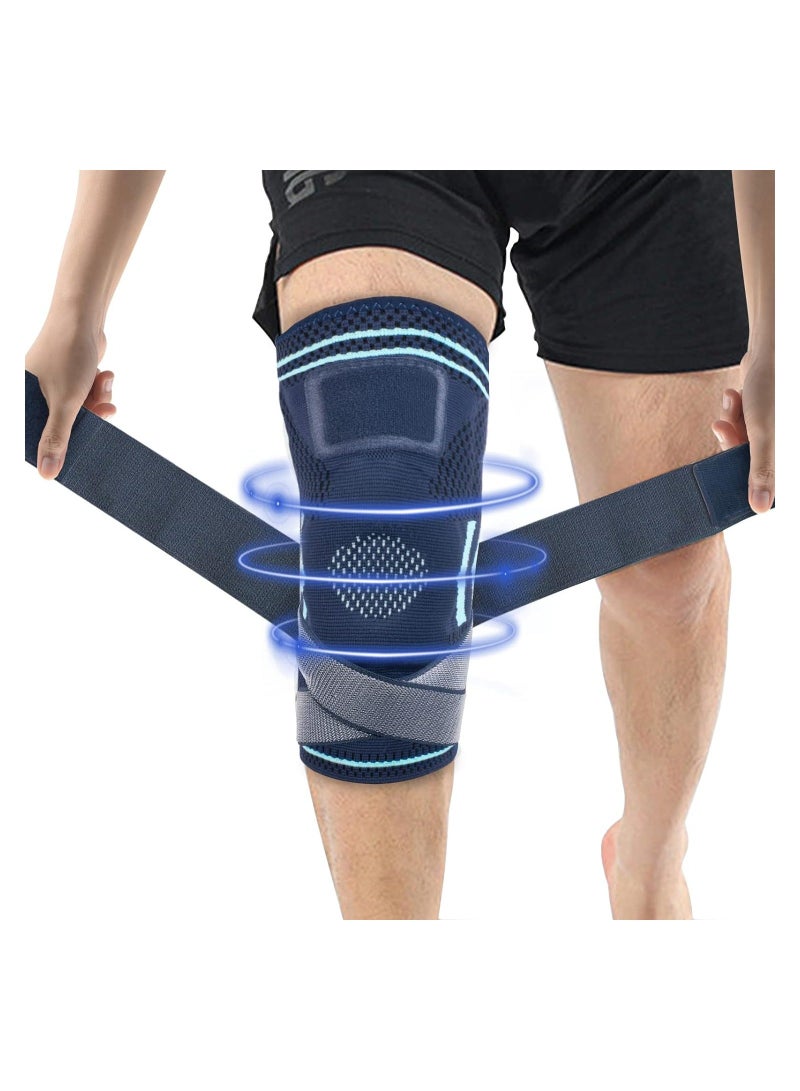 Knee Brace Knee Compression Sleeve Support With Patella Gel Pad And Side Spring Stabilizers Adjustable Strap Support For Men Women For Pain Relief