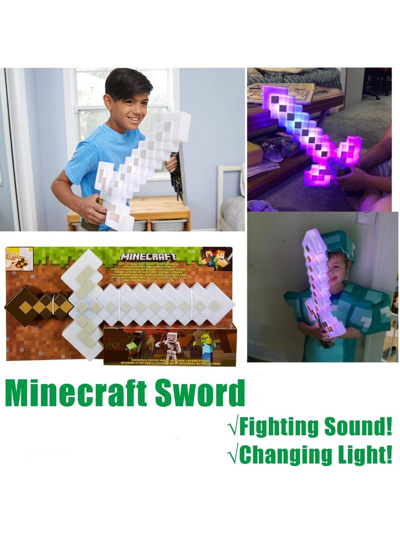 Big Sword 22 Inch Length with Changeable Light and Fighting Sound Minecraft Toy For Kids Fans Video Game Players