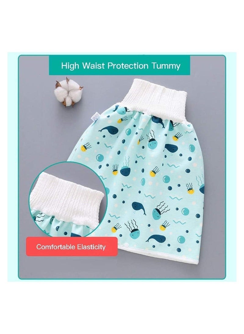 2 Pack Baby Diaper Skirt Washable Waterproof Toddler Potty Training Skirt Cotton Toilet Training Nappy Skirt for Baby Boys Girls Multicolour