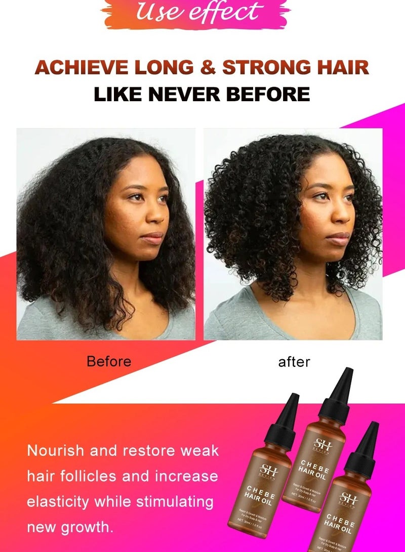 Natural Chebe Hair Oil, 100% Natural Hair Growth Oil, Anti Hair Loss Chebe Hair Serum, Chebe Traction Alopecia Thicken Oil To Mosturize And Repair Damaged Hair, (Hair Oil+Hair Butter+Hair Spray)