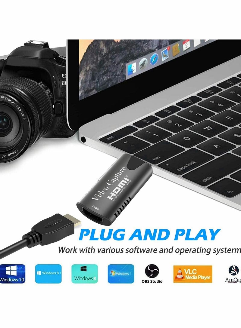 4K HDMI Video Capture Card, HDMI to USB 3.0 Record Capture Device, 1080P 60FPS Record Capture Device Adapter