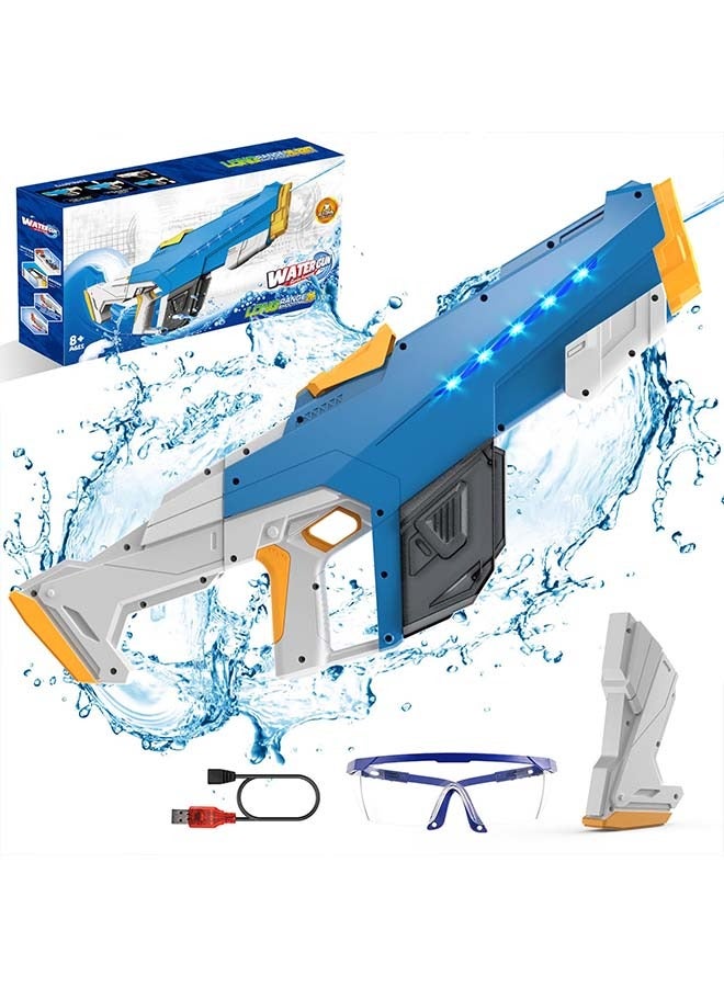 Electric Water Gun for Adult Kids, Outdoor Automatic Water Suction Water Blaster Squirt 39 FT Range, Water Guns Summer Beach Pool Lawn Party Games（Blue）