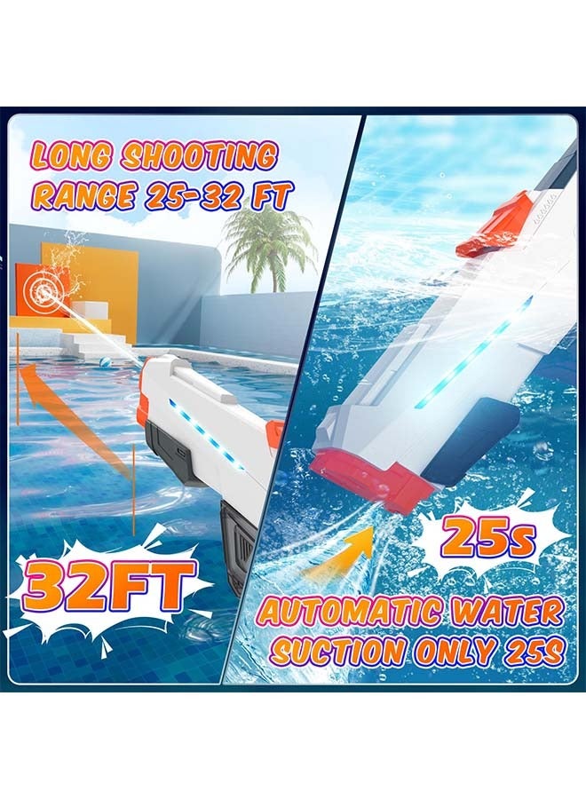 Electric Water Gun for Adult Kids, Outdoor Automatic Water Suction Water Blaster Squirt Modular Battery, Water Guns Summer Beach Swimming Pool Backyard Lawn Party Games（Grey）