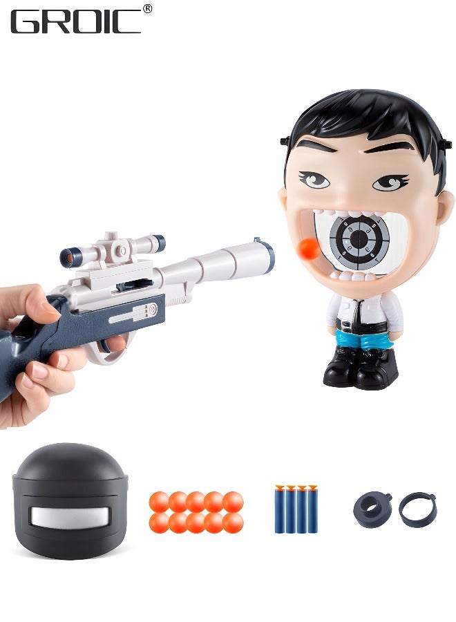 2 In 1 Toy Gun, Shooting Game Toy Soft Bullet Air Gun Toys Foam Blaster Foam Gun with Helmet Soft Bullet Soft Ball Shooting Target Toy Guns for Kids