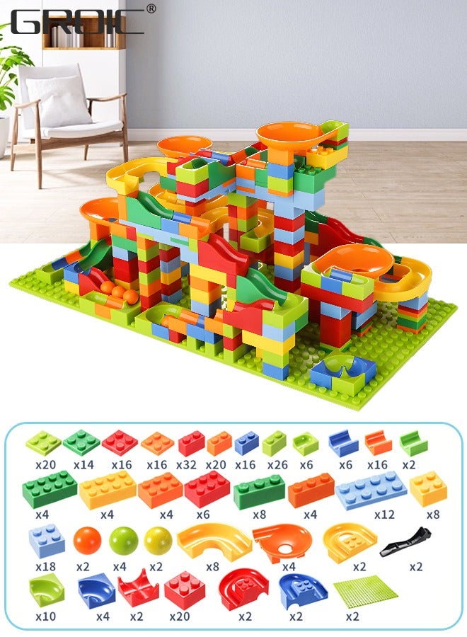 Marble Run Building Blocks, 330 PCS Classic Big Blocks STEM Toy Bricks Set Kids Race Track Compatible with Bulk Bricks Set for Boys Girls Toddler