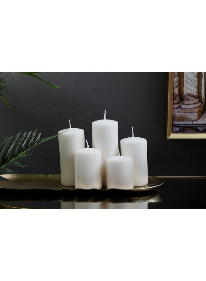 5-Piece Un-Sceneted Candles White 6x8x6cm