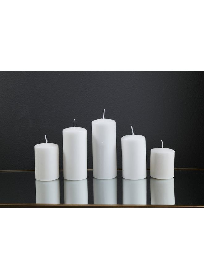 5-Piece Un-Sceneted Candles White 6x8x6cm