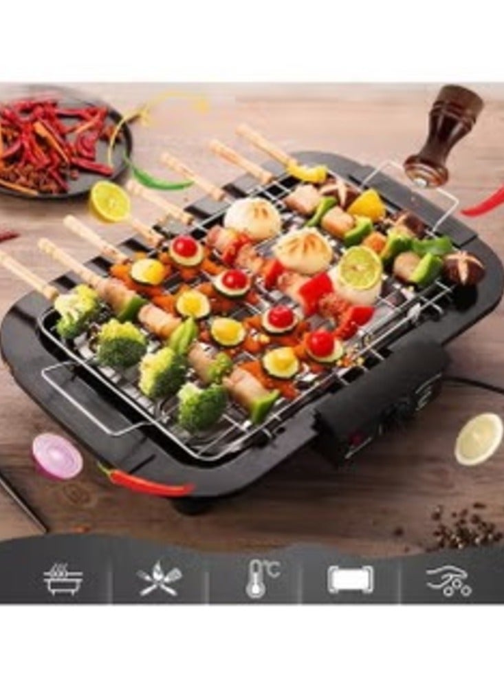 Portable Electric Barbecue 2000W High Power Grill Indoor BBQ Grilling Table with 5 Adjustable Temperature fit Home Dinner Camping Travel Hiking