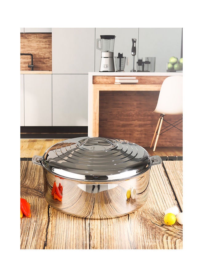 Food-Grade Hot And Cold Hotpot With Double Wall Vacuum Insulation| Firm Twist Lock To Keep Food Fresh For Long| Elegant And Unique Design Perfect For Rice Roti Curry| Silver Silver 20Liters