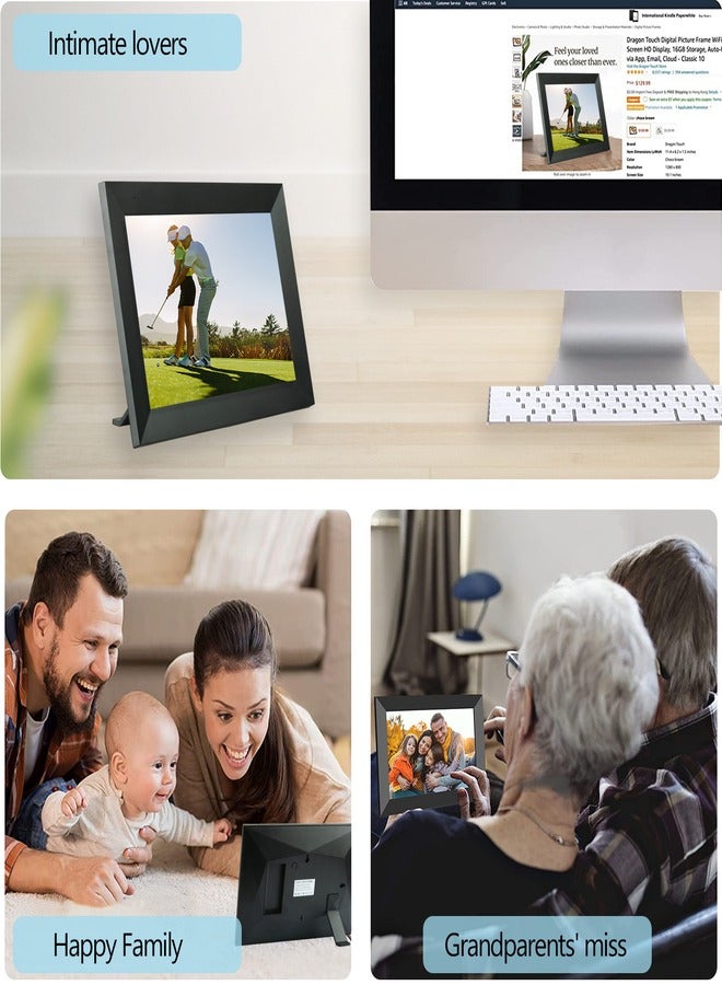 WiFi Digital Photo Frame Ips Touch Screen, Electronics Photo Frame App Control Lcd Panel, Built-in 16GB Storage, Anti-blue Light