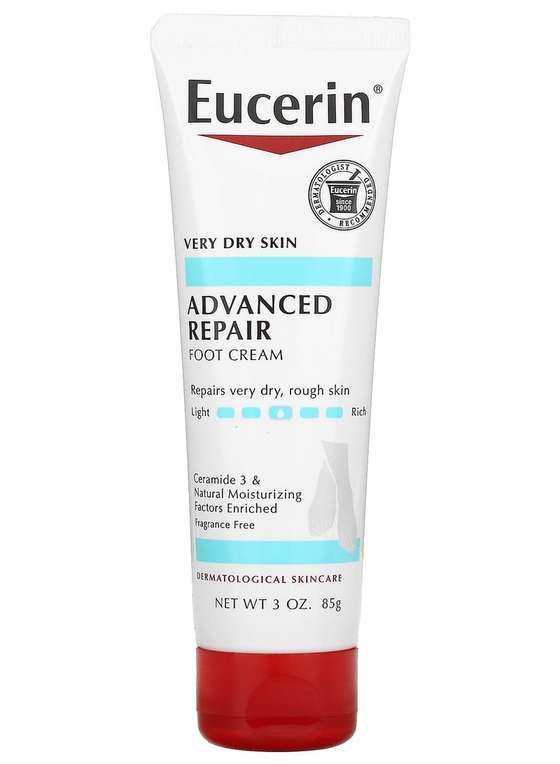 Eucerin, Advanced Repair Foot Creme, Fragrance Free, 3 oz (85 g)