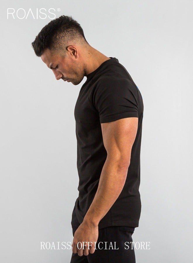 Men Summer T-shirt, Short Sleeve Round Neck Tops, Classic Solid T shirt for Men, Suitable for Daily Wear or Any Occasion