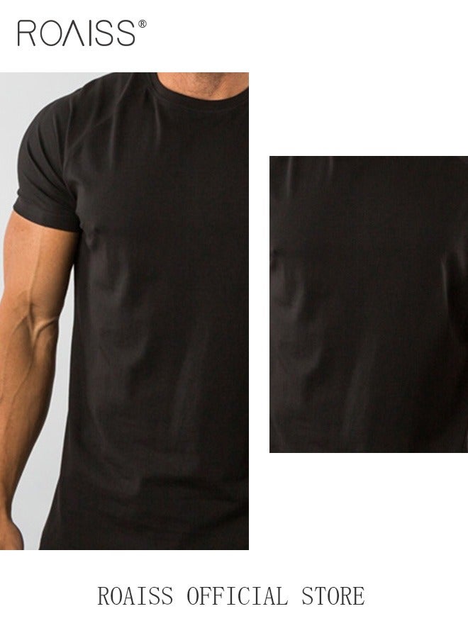 Men Summer T-shirt, Short Sleeve Round Neck Tops, Classic Solid T shirt for Men, Suitable for Daily Wear or Any Occasion