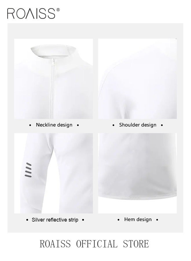 Men Quick Dry and Breathable Round Neck Sweatshirt with Quarter Zip Long Sleeve Athletic Shirts Slim Fit Top for Running Basketball Workout Gym