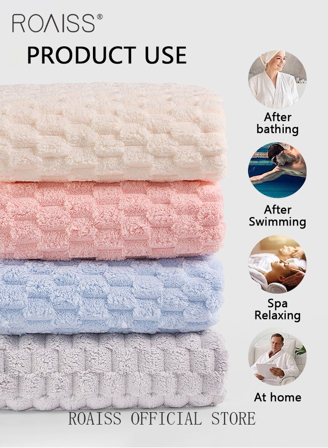 2 Piece Bath Set for Women and Men Thicken Absorbent Bathrobe and Bath Towel in Cloud Pattern Coral Fleece Sleepwear Autumn Winter Ladies Lightweight Soft Non Shedding Robe with Hood