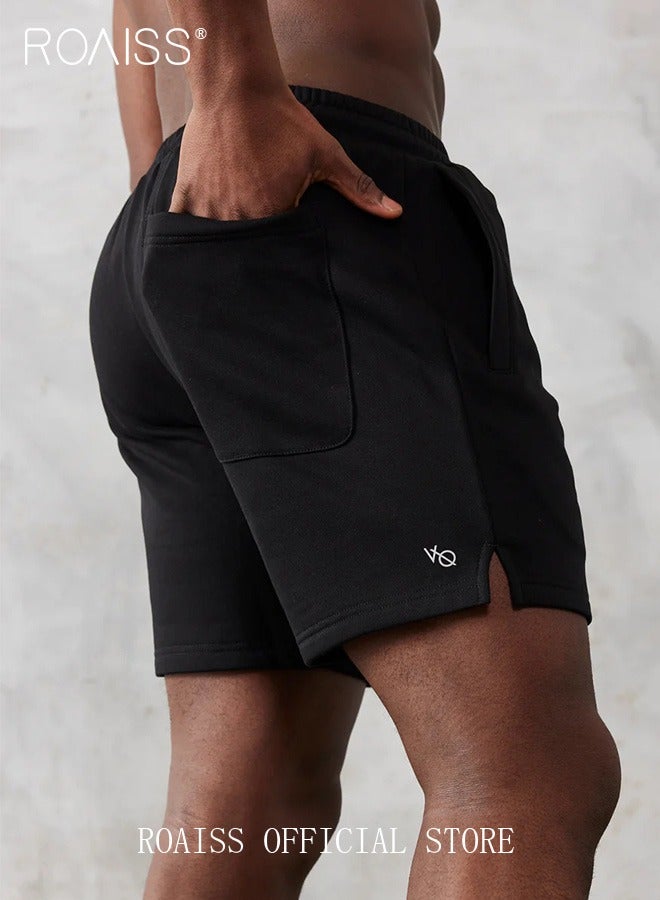 Men Sport Shorts with Multiple Pockets, Comfortable Straight Leg Pants for Men, Solid Short Pants with Adjustable Drawstring and Elastic Waistband, Suitable for Active Lifestyles and Casual Occasions