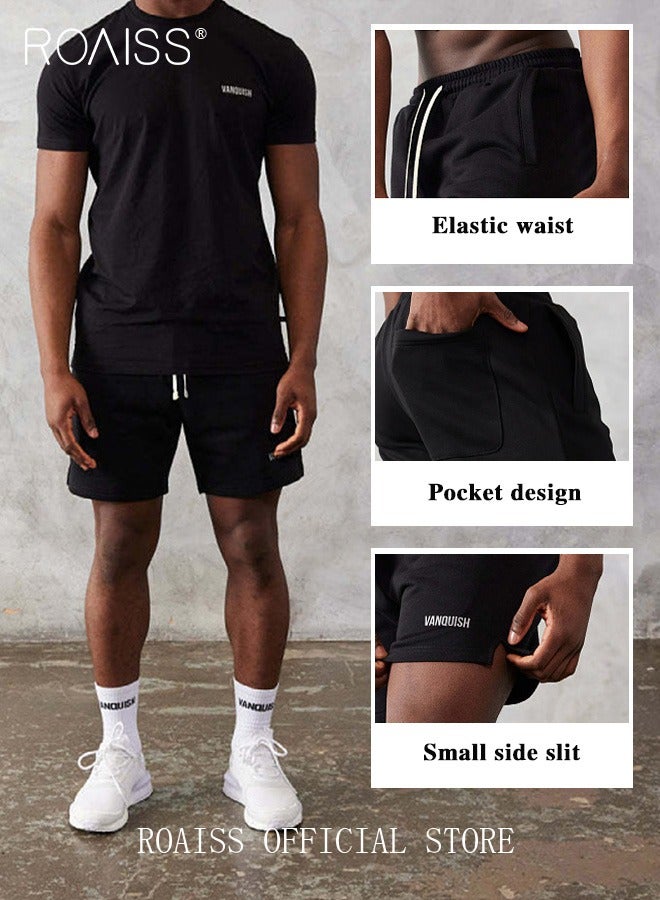 Men Sport Shorts with Multiple Pockets, Comfortable Straight Leg Pants for Men, Solid Short Pants with Adjustable Drawstring and Elastic Waistband, Suitable for Active Lifestyles and Casual Occasions