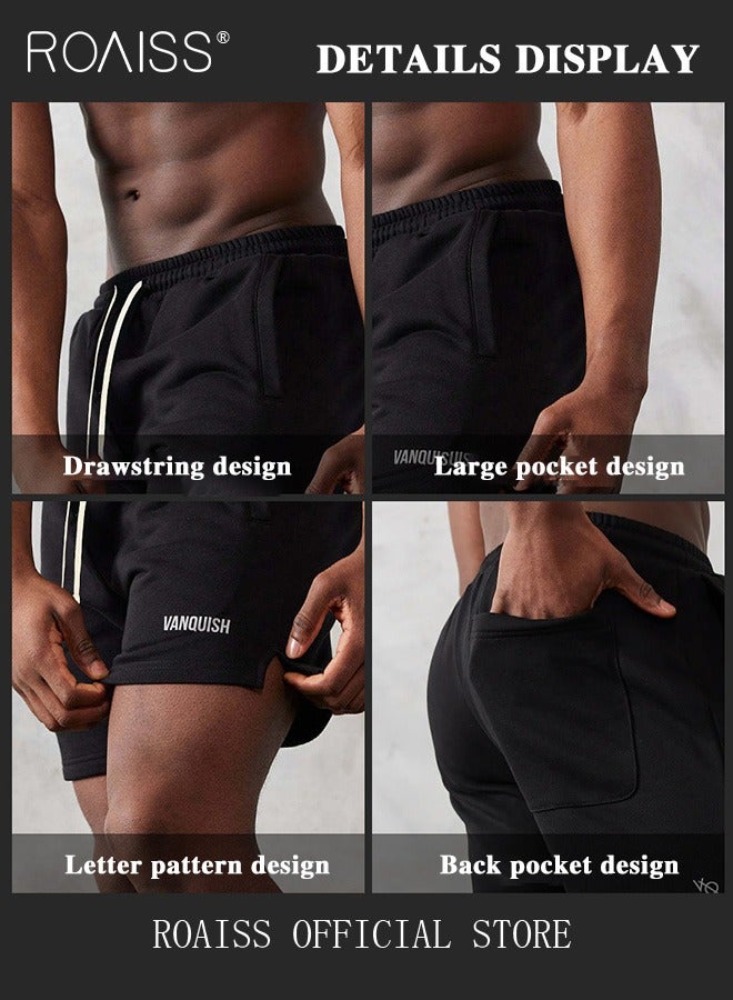 Men Sport Shorts with Multiple Pockets, Comfortable Straight Leg Pants for Men, Solid Short Pants with Adjustable Drawstring and Elastic Waistband, Suitable for Active Lifestyles and Casual Occasions