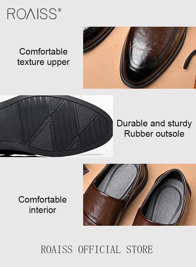 Men Business Formal Leather Shoes Genuine Leather British Style Slip On Casual Shoes Breathable and Wear Resistant