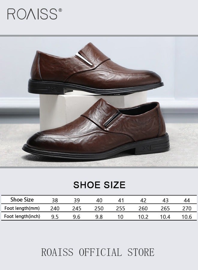 Men Business Formal Leather Shoes Genuine Leather British Style Slip On Casual Shoes Breathable and Wear Resistant