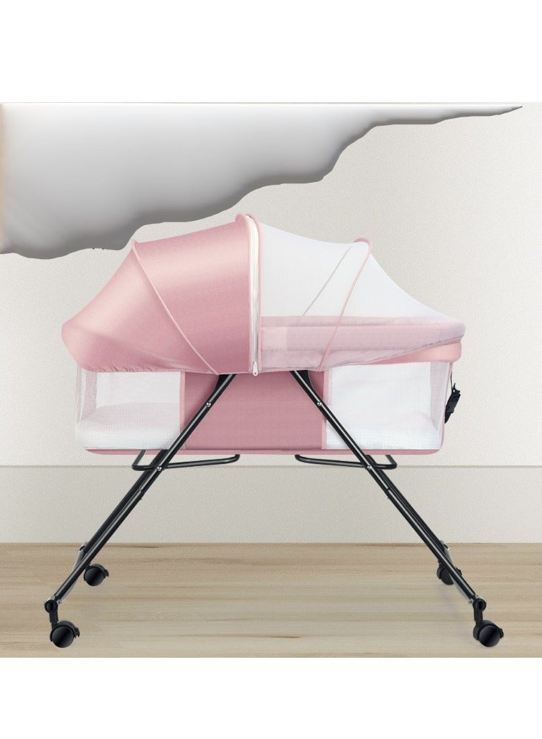 3 in 1Portable Folding Newborn Infant Baby Sleeper, Baby Beside Crib, Baby Bassinet bed, Travel Crib, Baby Cradle with Side Mesh, Mosquito Net