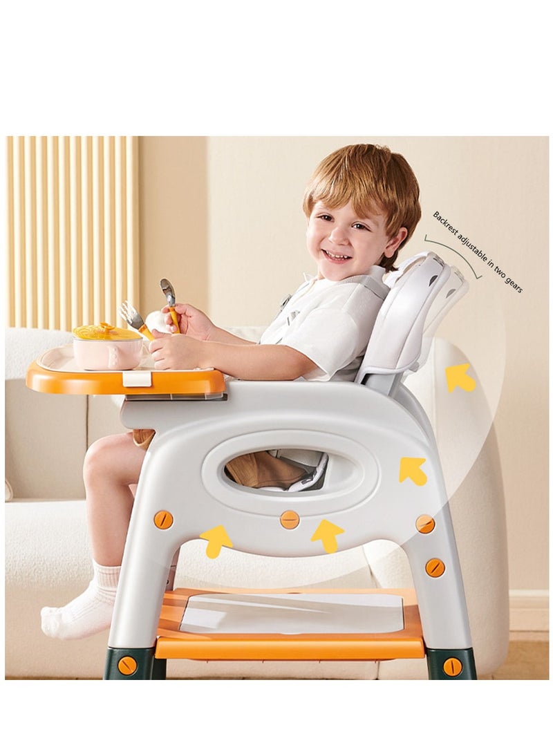 Baby High Chair, Portable High Chair with Adjustable Heigh and Recline, Foldable High Chair for Babies and Toddler with 4 Wheels, High Chair for Toddlers with Removable Tray