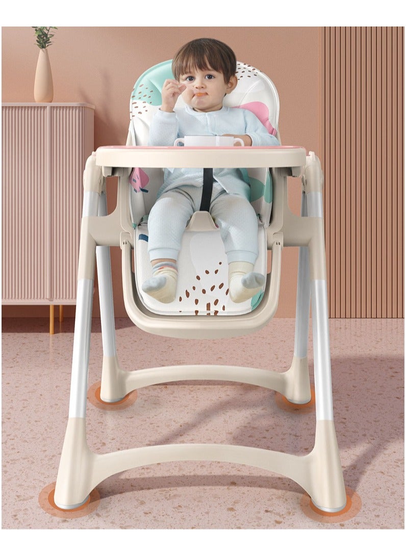 Baby High Chair,Adjustable Convertible 3 in 1 Baby High Chairs Baby Toddlers Feeding Chair Booster,5-Point Harness,Removable Tray&PU Cushion