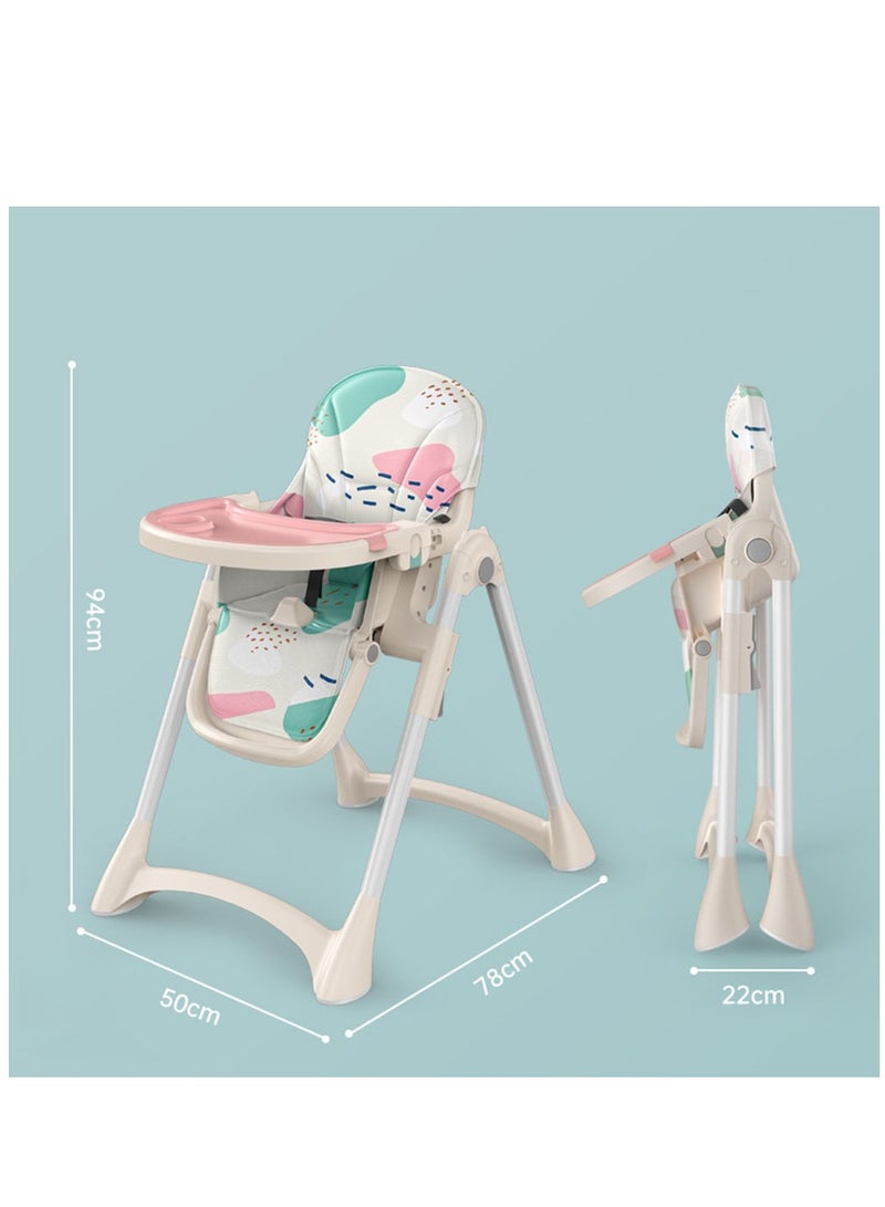 Baby High Chair,Adjustable Convertible 3 in 1 Baby High Chairs Baby Toddlers Feeding Chair Booster,5-Point Harness,Removable Tray&PU Cushion