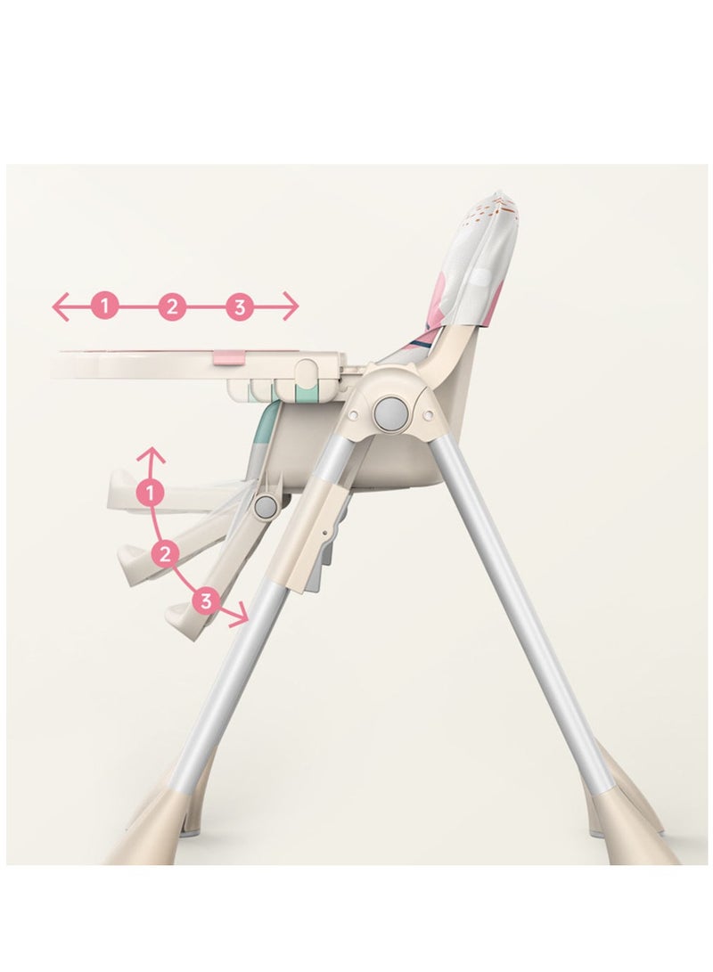 Baby High Chair,Adjustable Convertible 3 in 1 Baby High Chairs Baby Toddlers Feeding Chair Booster,5-Point Harness,Removable Tray&PU Cushion