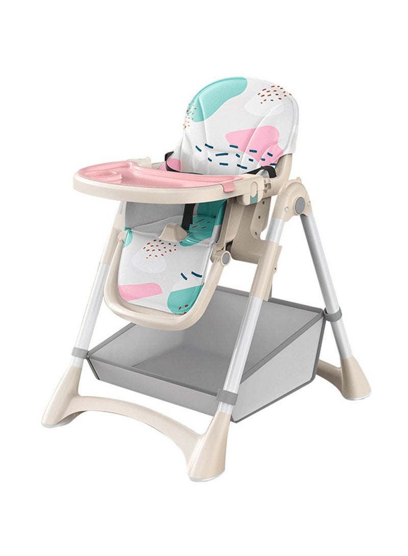 Baby High Chair,Adjustable Convertible 3 in 1 Baby High Chairs Baby Toddlers Feeding Chair Booster,5-Point Harness,Removable Tray&PU Cushion