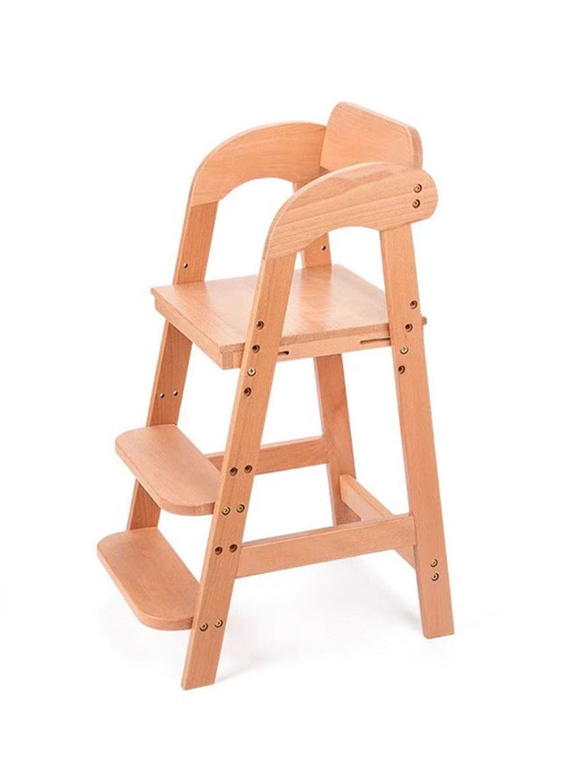 Wooden High Chair for Toddlers to Teens, Adjustable Dining Feeding Chair with Steps Grows with Child, Max 100kg