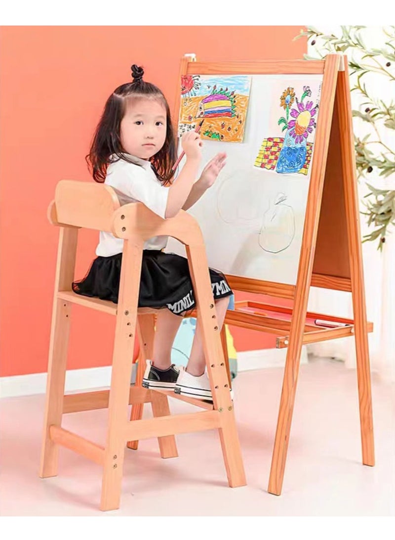 Wooden High Chair for Toddlers to Teens, Adjustable Dining Feeding Chair with Steps Grows with Child, Max 100kg