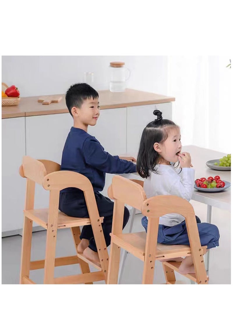 Wooden High Chair for Toddlers to Teens, Adjustable Dining Feeding Chair with Steps Grows with Child, Max 100kg