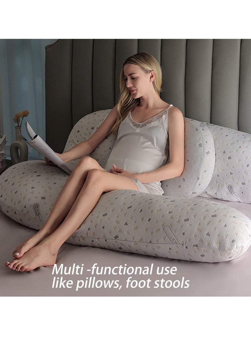 Pregnancy Pillows for Sleeping U-Shape Full Body Pillow and Maternity Support - for Back, Hips, Legs, Belly for Pregnant Women with Removable Washable Velvet Cover