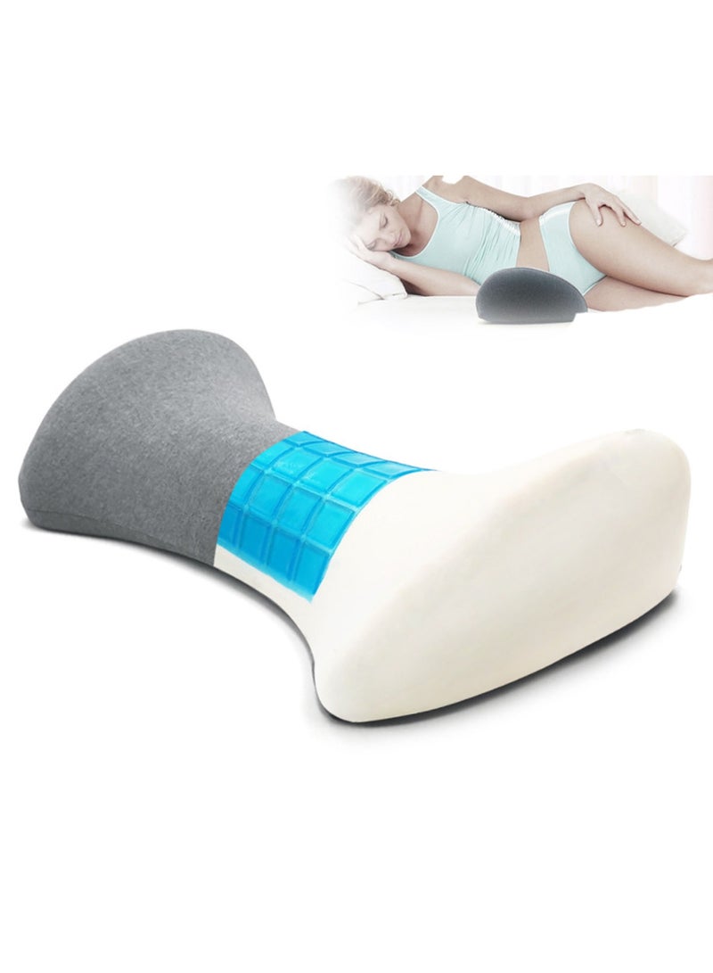 Lumbar Sleeping Pillow Waist Cushion: Cooling Gel Lumbar Support Back Cushion Memory Foam Back Pain Relief with Washable Cover for Side, Back and Stomach Sleepers