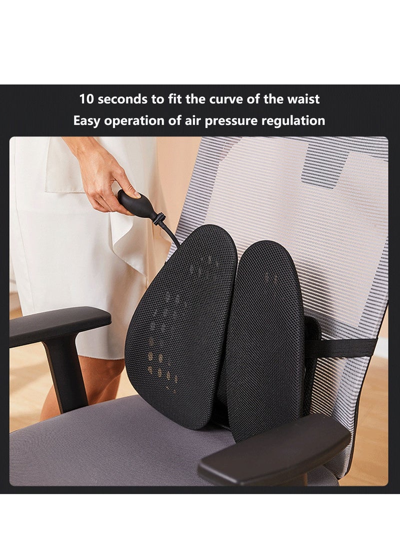 Memory Foam Cushion Seat, Cushion & Lumbar Support Ergonomic Pillow Back Support Pain Relief for Office Chair Car Seat Cushion with Removable Mesh Cover Adjustable Straps