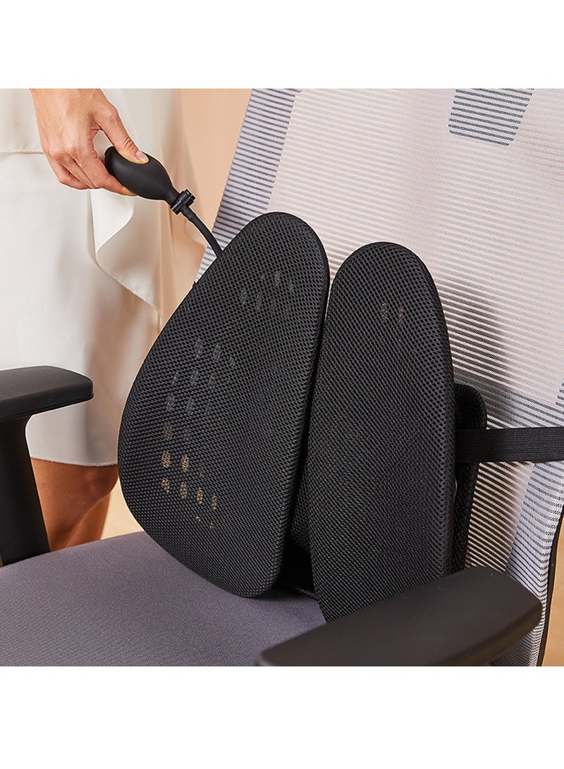 Memory Foam Cushion Seat, Cushion & Lumbar Support Ergonomic Pillow Back Support Pain Relief for Office Chair Car Seat Cushion with Removable Mesh Cover Adjustable Straps