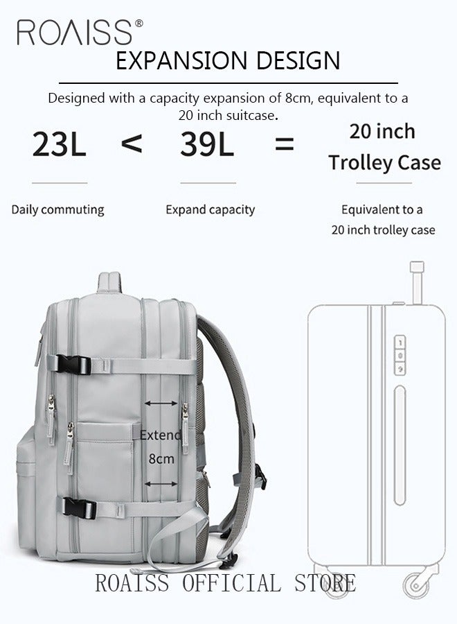 High Capacity Business Travel Backpack Expandable Luggage Bag for Short Trips Dry and Wet Separation Scientific Storage Business Computer Bag Simple Solid Color Design with Independent Shoe Storage