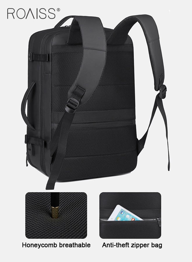 Unisex Multifunctional Expandable Backpack with Separate Shoe Compartment USB Charging Box Shaped Structure Large Capacity Horizontal Handheld Rolling Suitcase Attachment Ideal for Short Trips