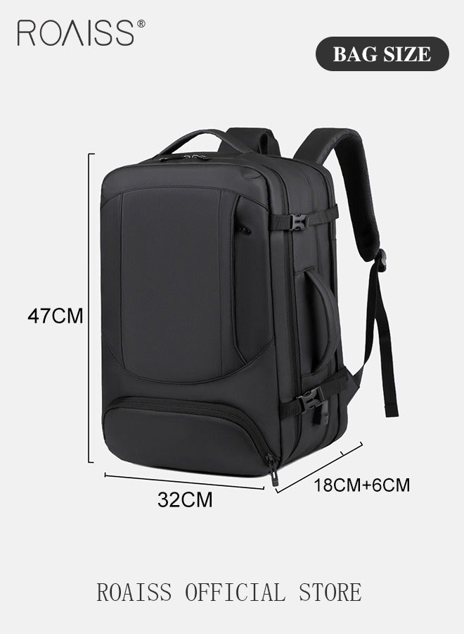 Unisex Multifunctional Expandable Backpack with Separate Shoe Compartment USB Charging Box Shaped Structure Large Capacity Horizontal Handheld Rolling Suitcase Attachment Ideal for Short Trips