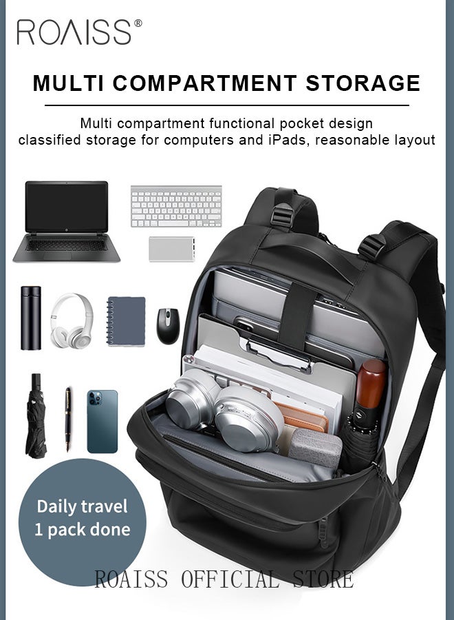 Unisex Multifunctional Backpack with Comfortable Back Padding Large Capacity Multiple Compartments Scientific Partitioning Ideal for Short Trips Business Duffel Bags with Trolley Case Fixing Strap