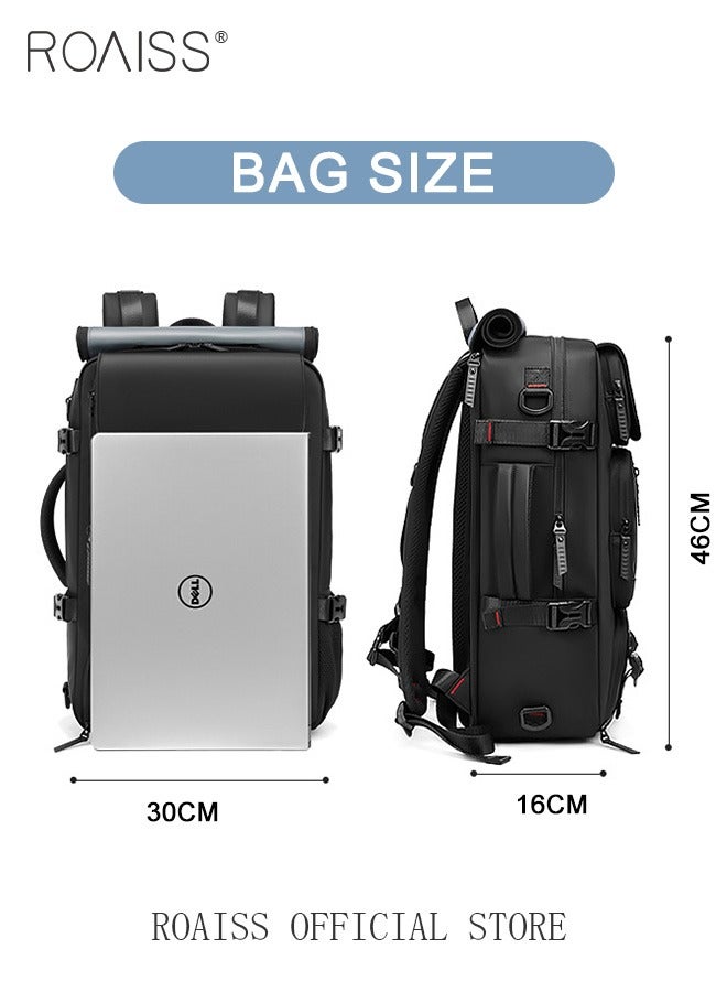 Unisex Multifunctional Backpack with Separate Shoe Compartment Scientific Partitioning Horizontal Handheld Large Capacity Luggage Bag Back Luggage Strap Compatible with Rolling Suitcase