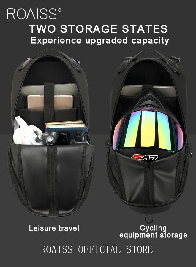 Unisex Multifunctional Backpack Cycling Bag with Waterproof Helmet Bag Large Capacity Scientific Partitioning Rolling Suitcase Attachment Comfortable Back Padding Lightening Load Ideal for Short Trips