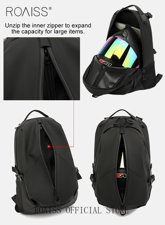 Unisex Multifunctional Backpack Cycling Bag with Waterproof Helmet Bag Large Capacity Scientific Partitioning Rolling Suitcase Attachment Comfortable Back Padding Lightening Load Ideal for Short Trips