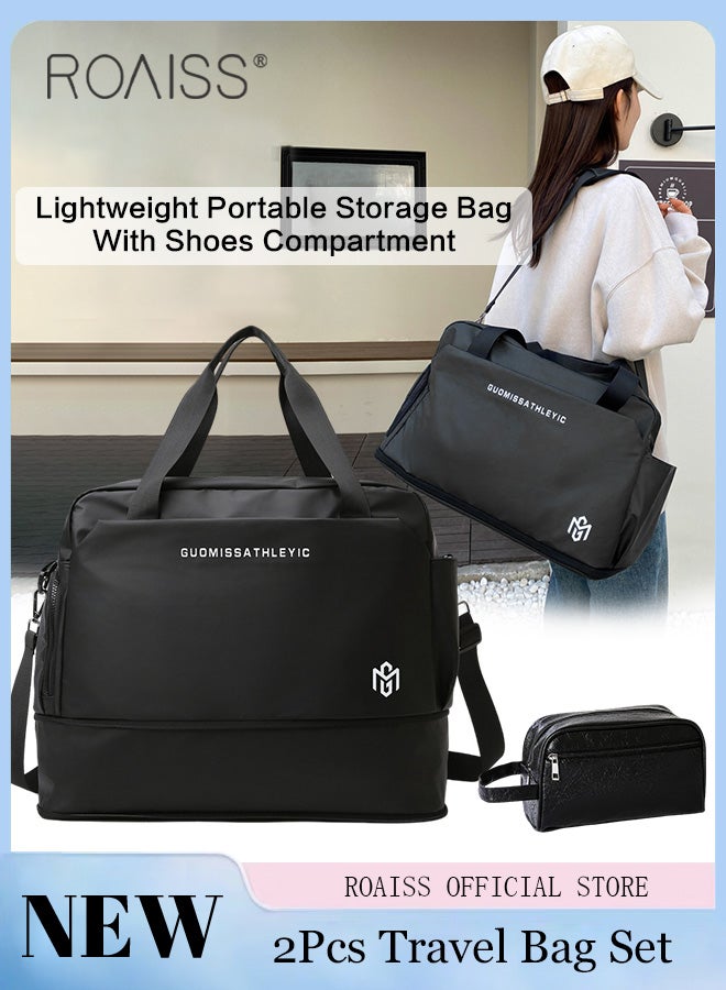 Large Capacity Duffle Bag and a Small Zipper Pouch Bag Combination Set Unisex Multi-Functional Waterproof Shoulder Crossbody Bags Sets for Travel Business Trip or Gym Suitable for both Women and Men