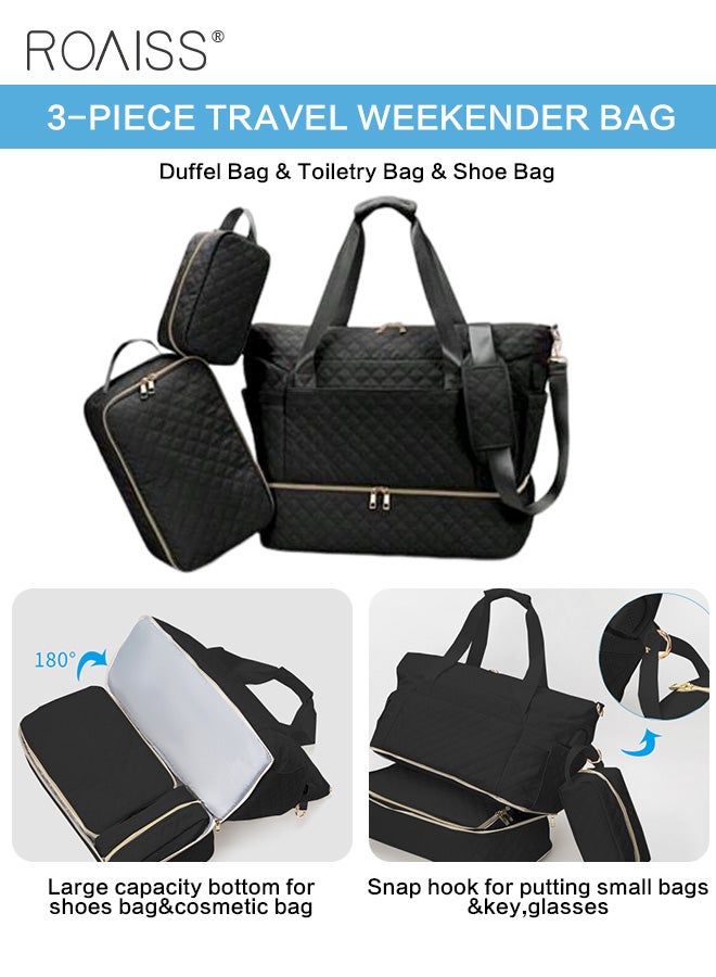 Large Capacity Duffle Bag and 2 Small Zipper Pouch Bag Combination Set Unisex Multi-Functional Waterproof Shoulder Crossbody Bags Sets for Travel Business Trip or Gym Suitable for both Women and Men